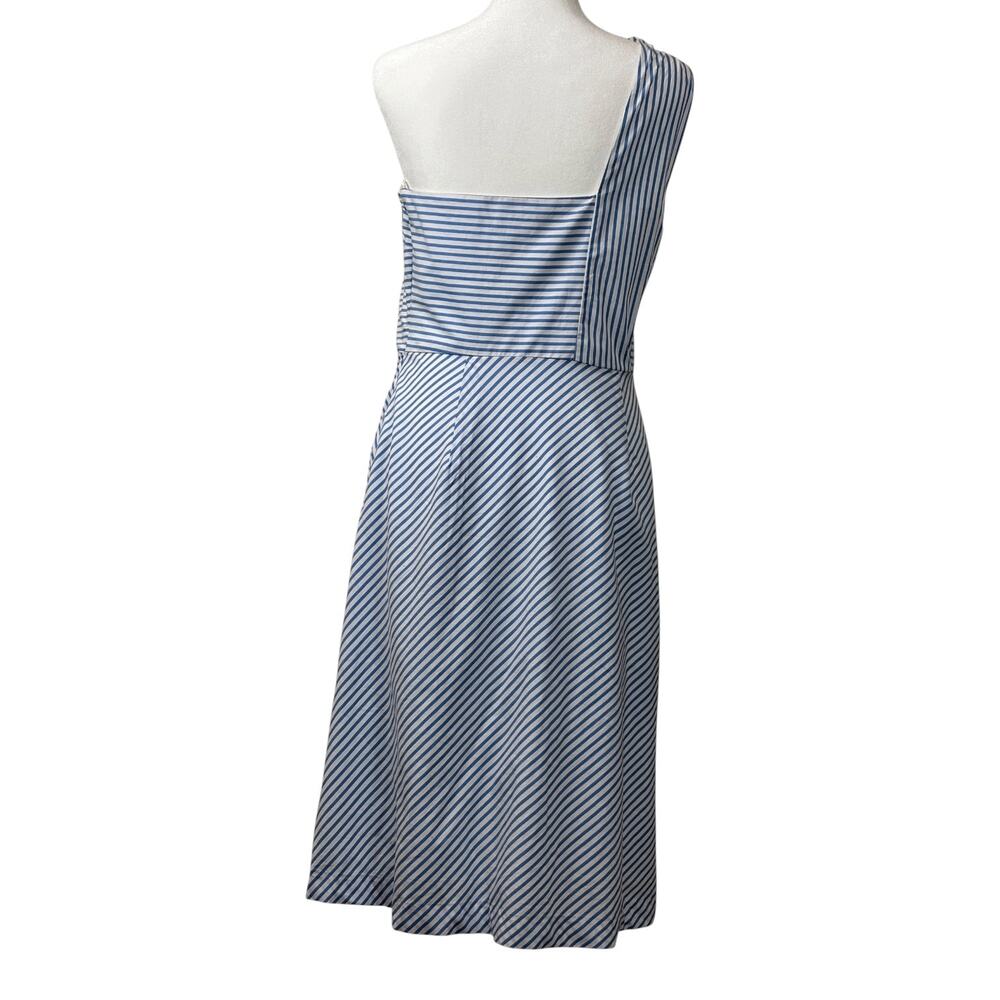 Banana Republic Blue and White striped cotton dress with one-shoulder knot detai - Picture 4 of 5